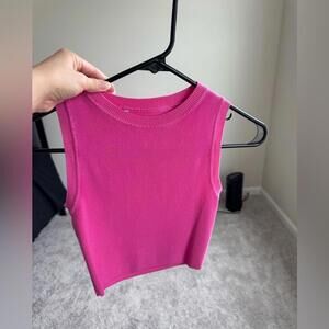 Zara Cropped Knit Ribbed Tank Top Pink (XS)